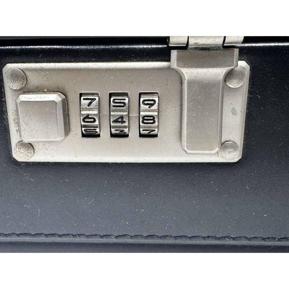 Vintage Fu Serng Black Leather Briefcase Attache Case Combo Lock 18x13.5x4 - Picture 4 of 11